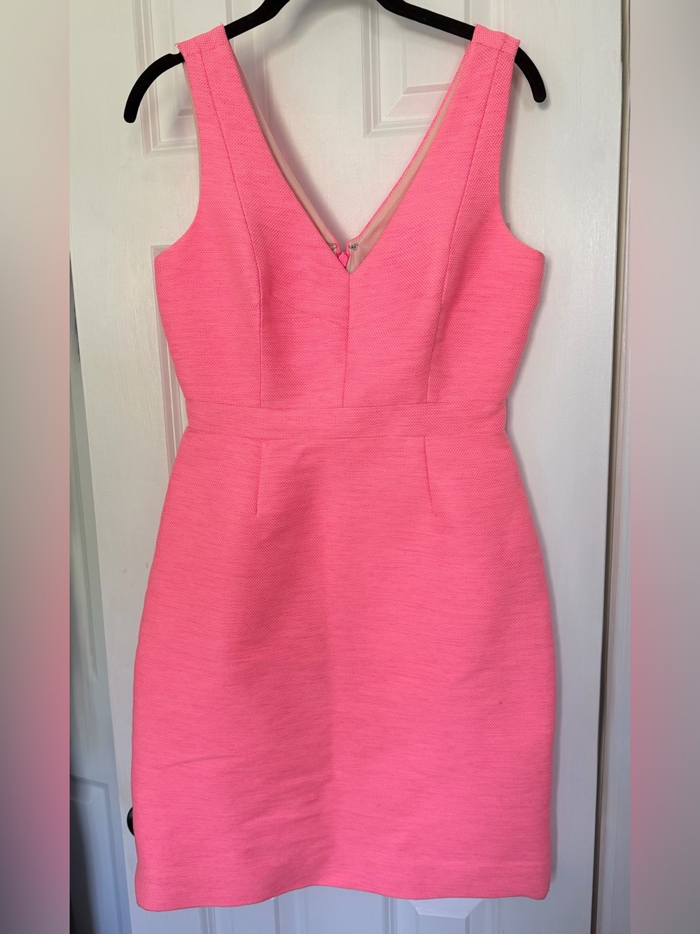 J. Crew Hot Pink V-Neck Sleeveless Sheath Dress